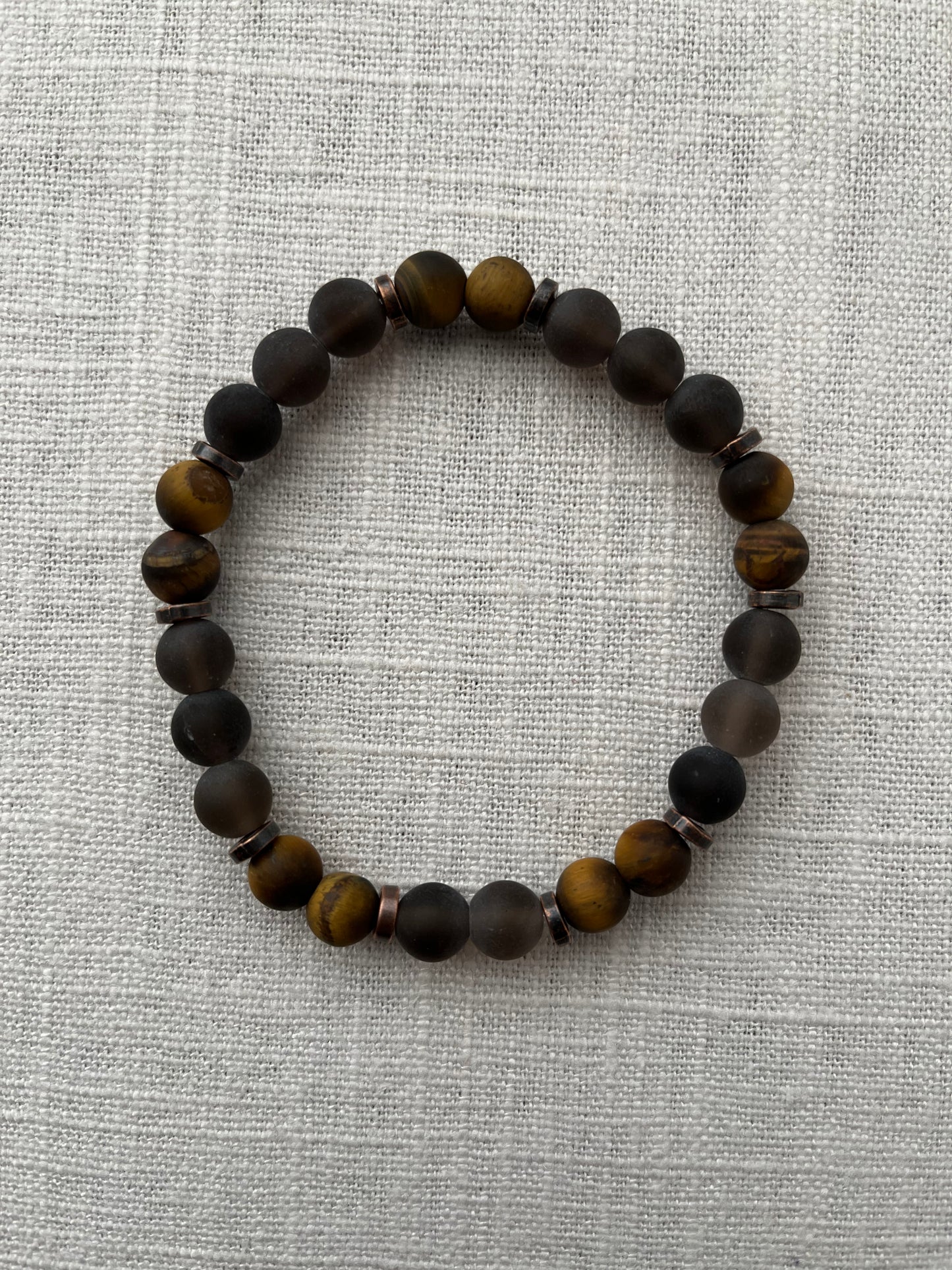 Large Tiger's Eye with Smoky Quartz Bracelet