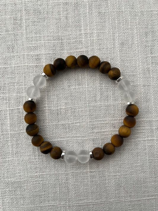 Large Tiger's Eye with Clear Quartz Bracelet