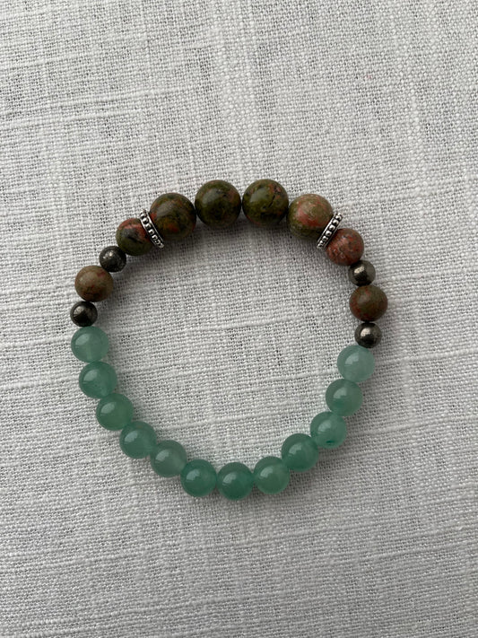 Large Green Aventurine with Unakite Bracelet