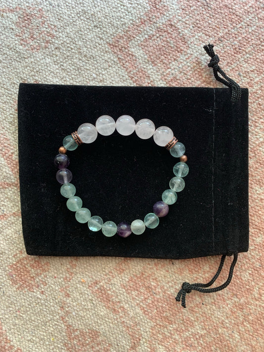 Fluorite with Rose Quartz Bracelet